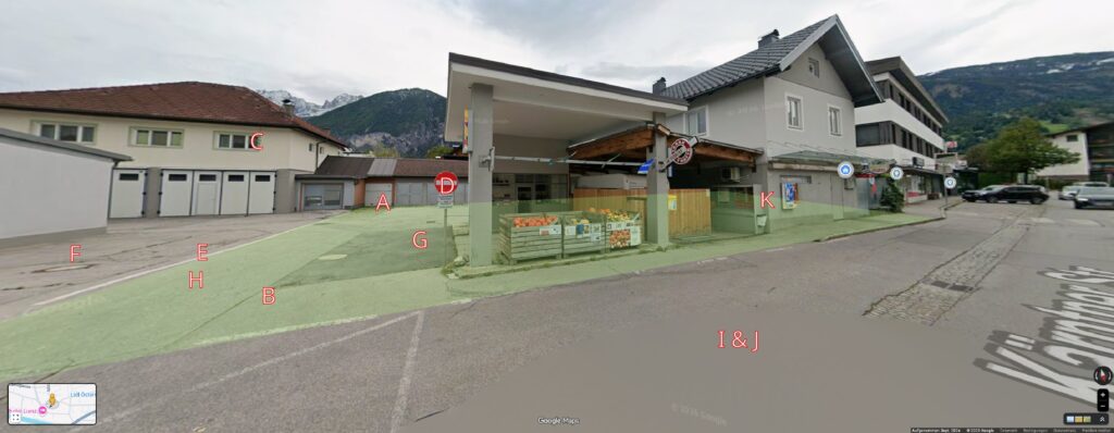 Kärntner Straße 28 Google Maps Bild mit Markierungen